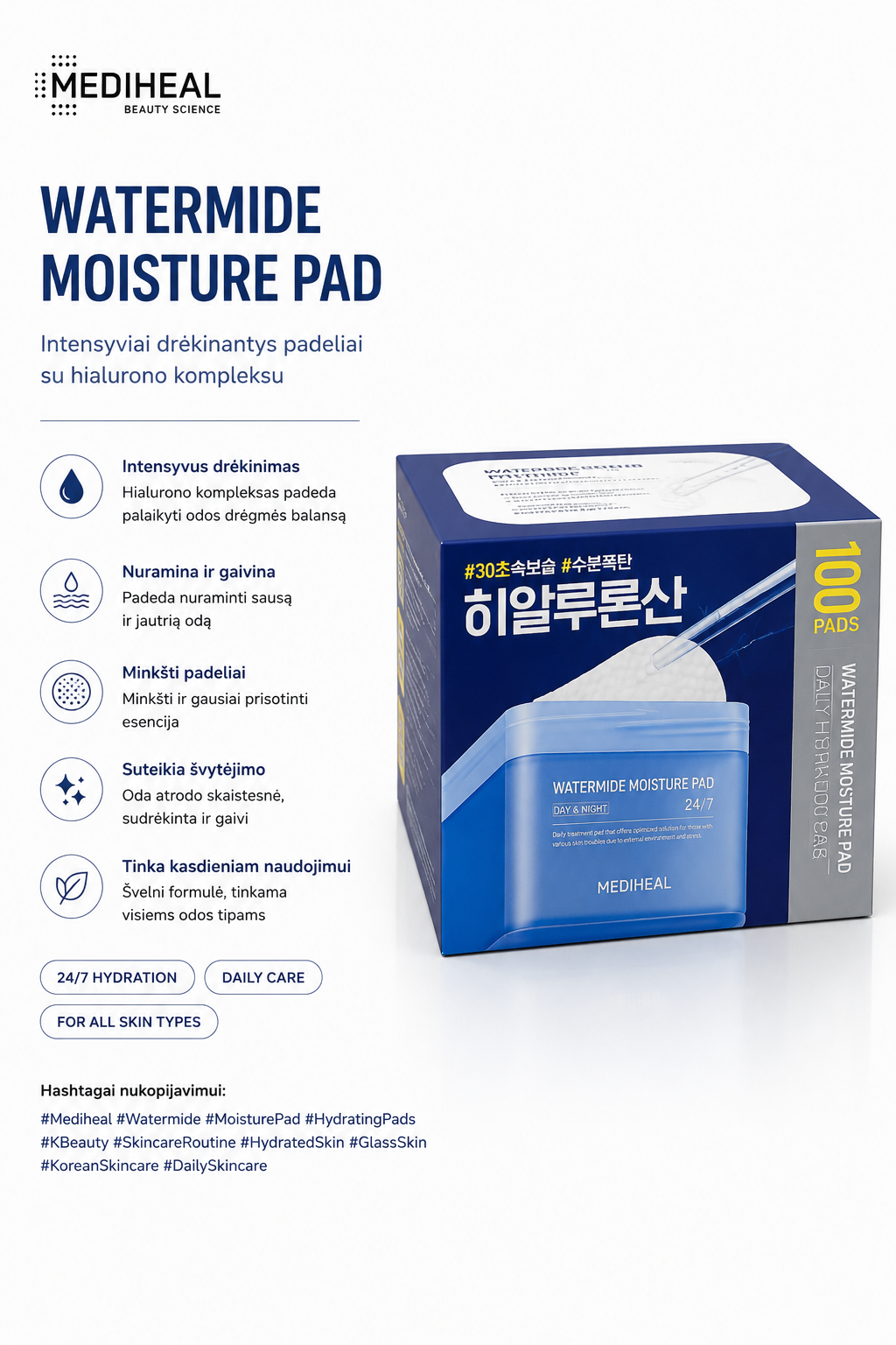 MEDIHEAL Watermide Moisture Pad packaging on a white background
