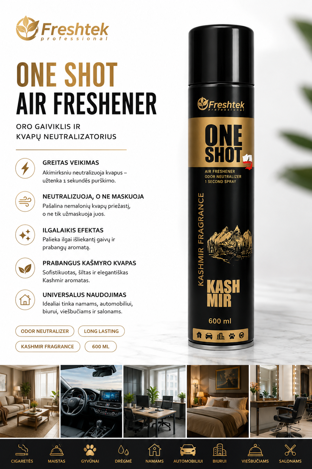 Freshtek One Shot Kash Mir spray can on a white background