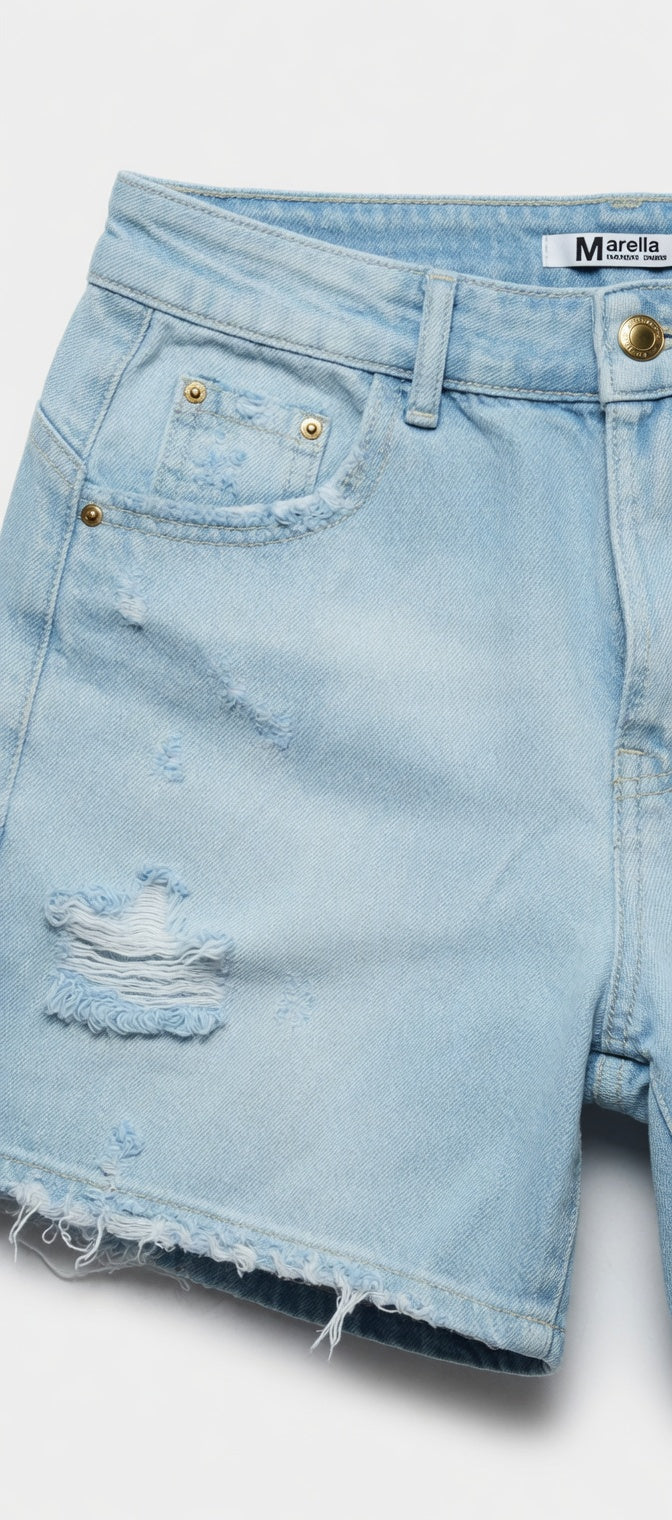 #DžinsiniaiŠortai #RippedShorts #AukstosTalijosSortai #MomFitShorts #VasarosSortai #LightBlueDenim #DenimShorts #Marella #ŠortaiMoterims #CasualStyle #SummerOutfitLT #HighWaistShorts