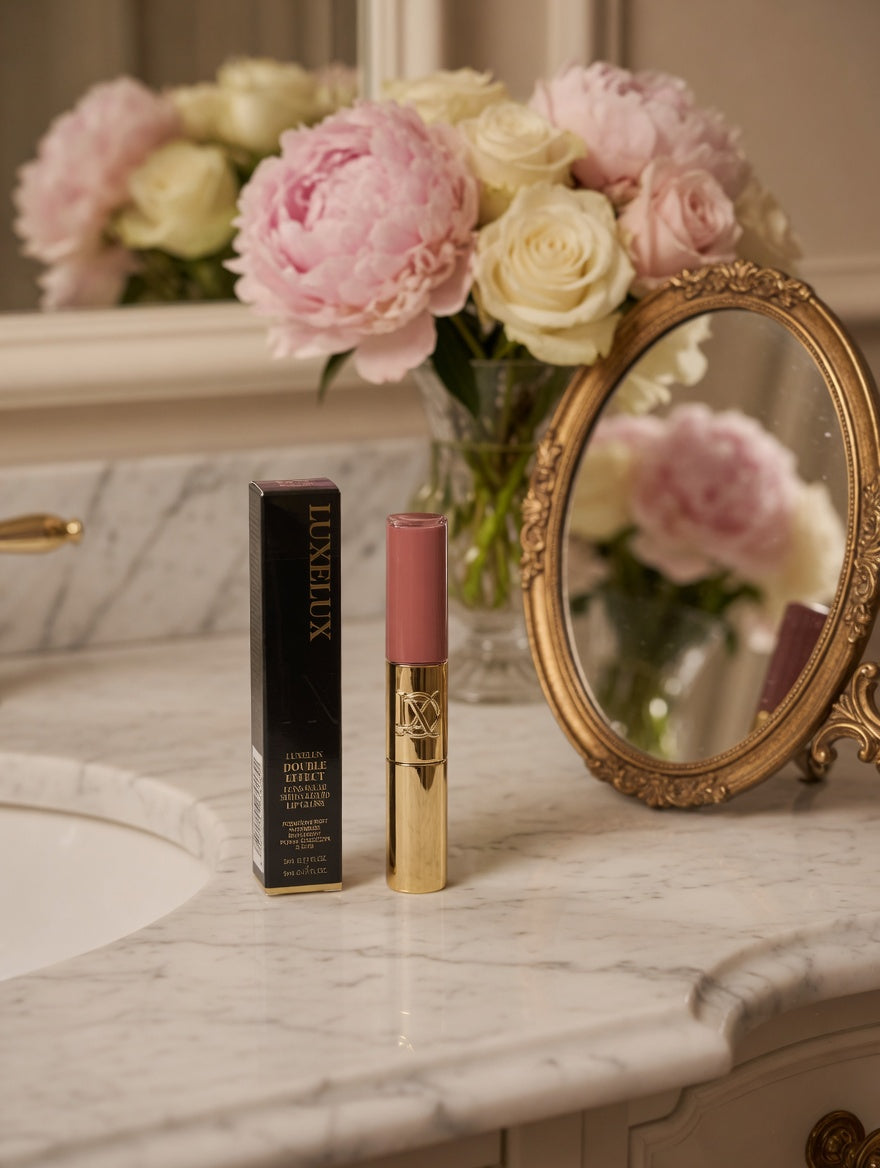 LUXELUX Double Effect Lip Gloss atspalvis 220 – ilgalaikis veidrodinis blizgesys