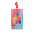 Laneige lip balm set packaging with colorful lip balms and a red ribbon on a white background
