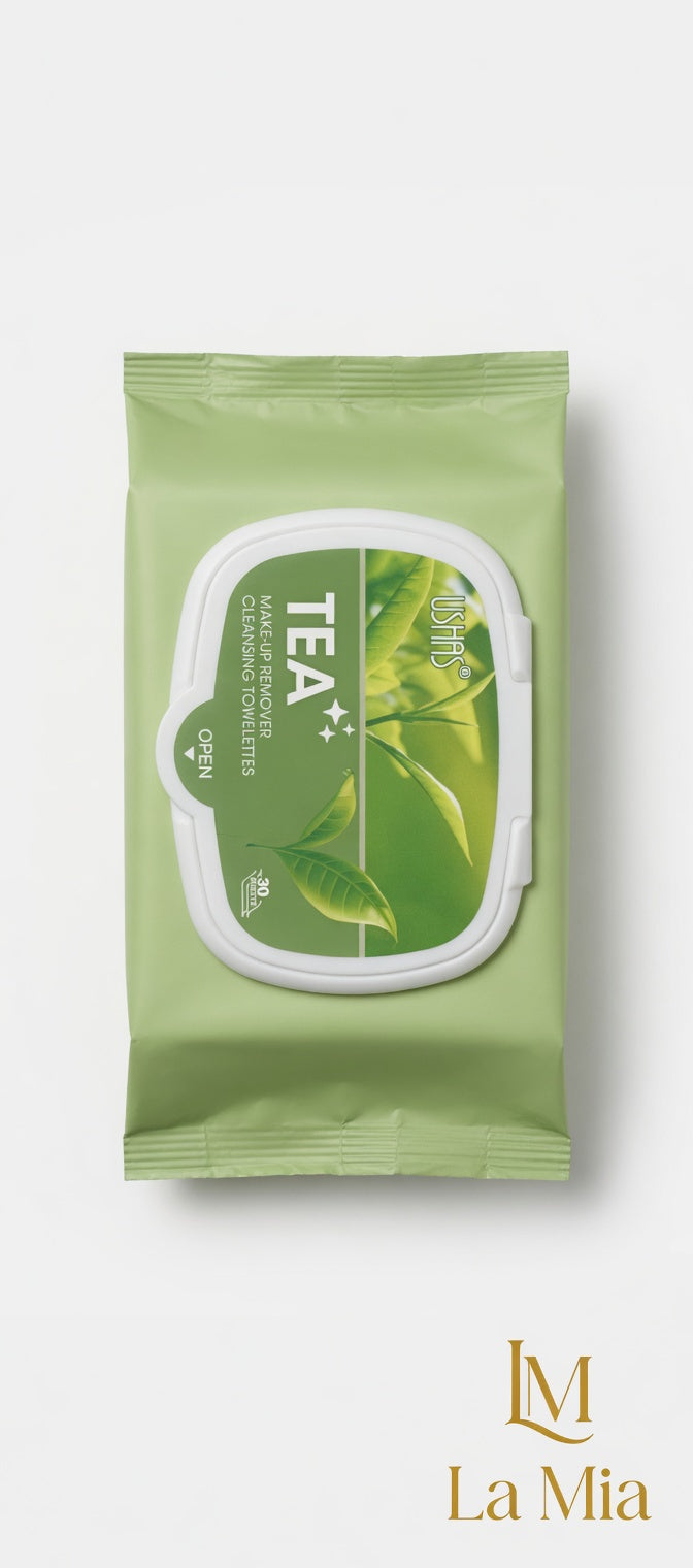 Ushers Tea Make-Up Remover – arbatos ekstrakto makiažo valymo servetėlės 30 vnt.