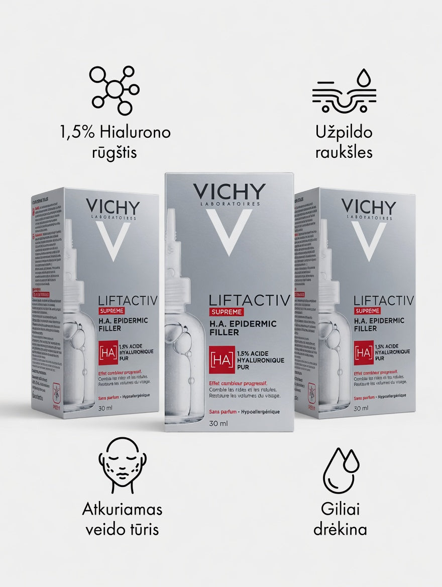 VICHY Liftactiv Supreme H.A. Epidermic Filler | Hialurono Rugties Serumas | 30 ml