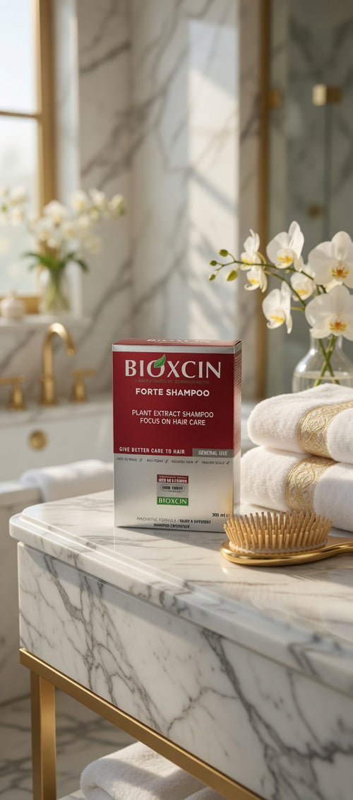 BIOXCIN Forte šampūnas – pakuotė ir sudedamosios dalys