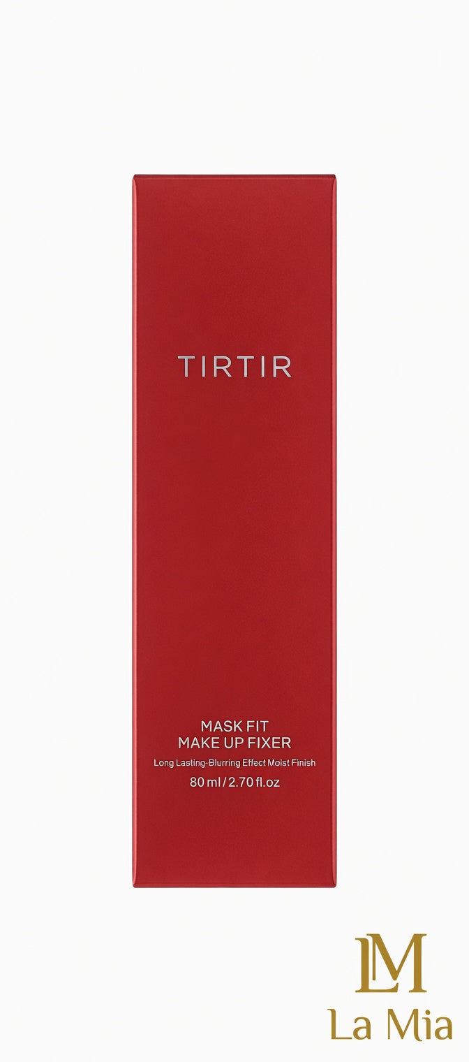 Red TIRTIR mask fit makeup fixer packaging on a white background