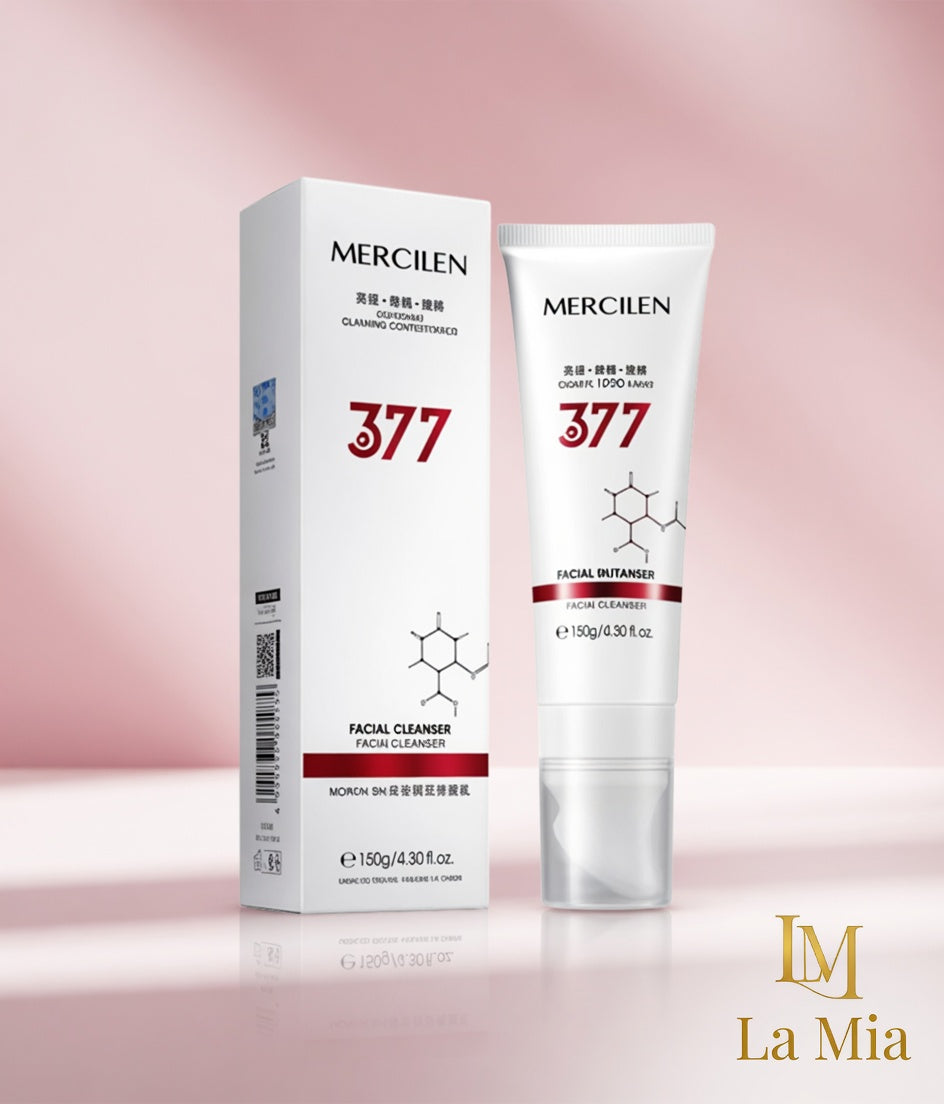 Mercilen 377 Facial Cleanser – pakuotė ir sudedamosios dalys