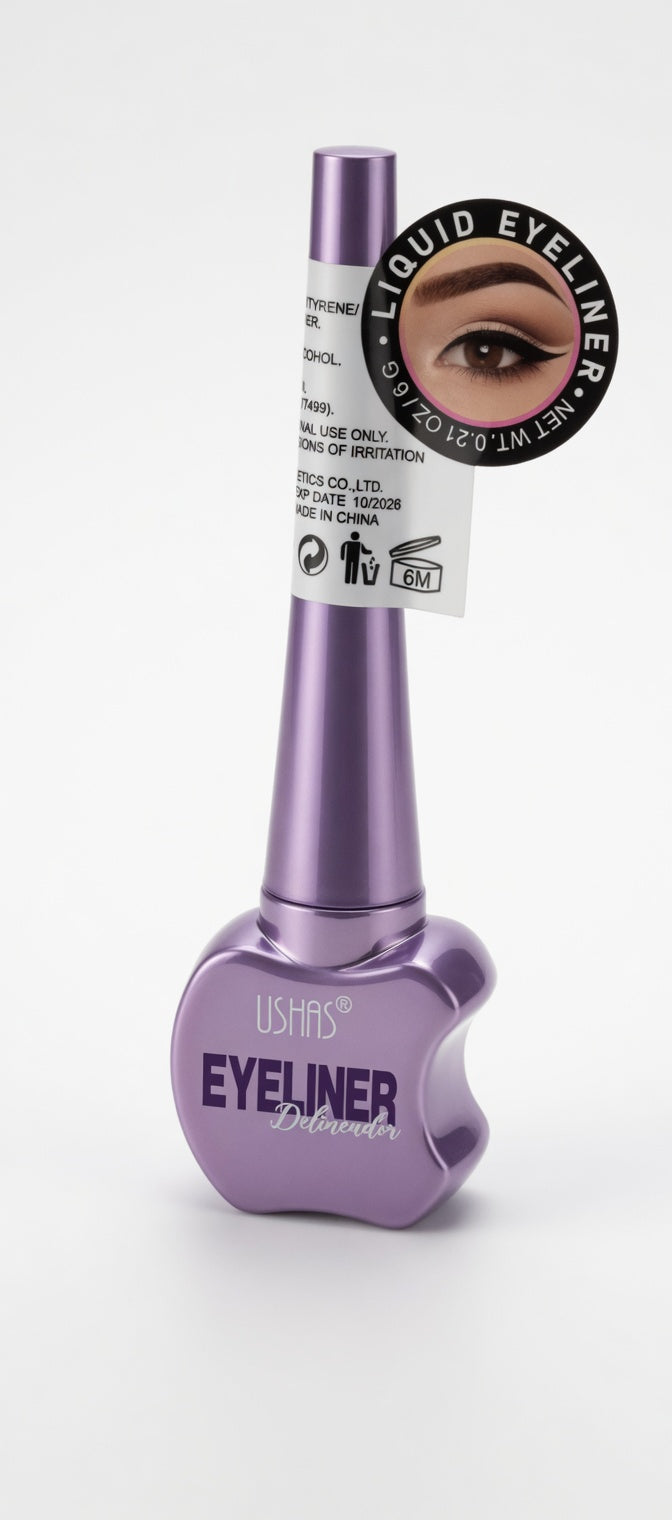 Purple eyeliner pen with label on a white background